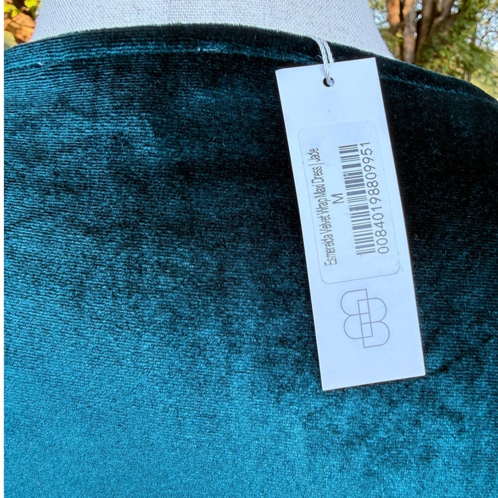 Baltic Born Esmerelda Velvet M Wrap Maxi Dress Jade Green Long Sleeve Gown NWT - Picture 5 of 10